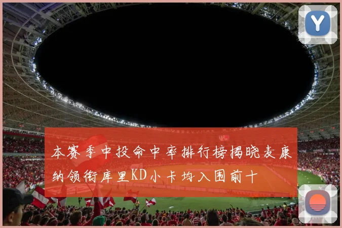 本赛季中投命中率排行榜揭晓麦康纳领衔库里KD小卡均入围前十